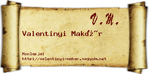 Valentinyi Makár névjegykártya